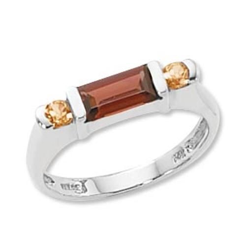 2-3mm Round & 8x4 Bag-garnet/citrine Ring - 70766gaci-ss