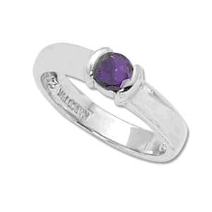 4.5mm Round Amethyst Ring - 70176am-ss - Sterling Silver