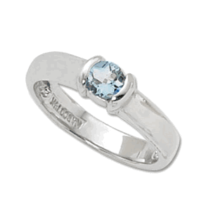 4.5mm Round Aquamarine Ring - 70176aq-ss - Sterling Silver