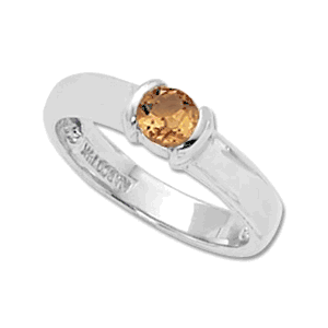 4.5mm Round Citrine Ring - 70176ci-ss - Sterling Silver