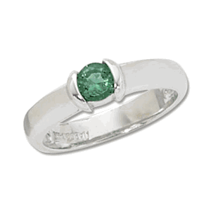 4.5mm Round Emerald Ring - 70176em-ss - Sterling Silver
