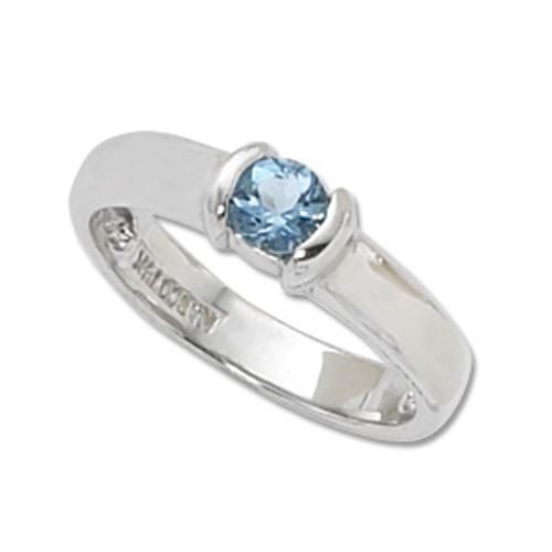 4.5mm Round Swirl Blue Topaz Ring - 70176bt-ss - Sterling Silver