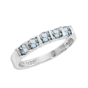 5-3mm Aqua-marine Round Ring - 70253aq-ss - Sterling Silver
