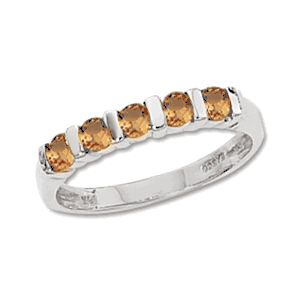 5-3mm Citrine Round Ring - 70253ci-ss - Sterling Silver
