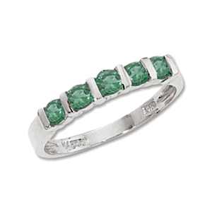 5-3mm Emerald Round Ring - 70253em-ss - Sterling Silver