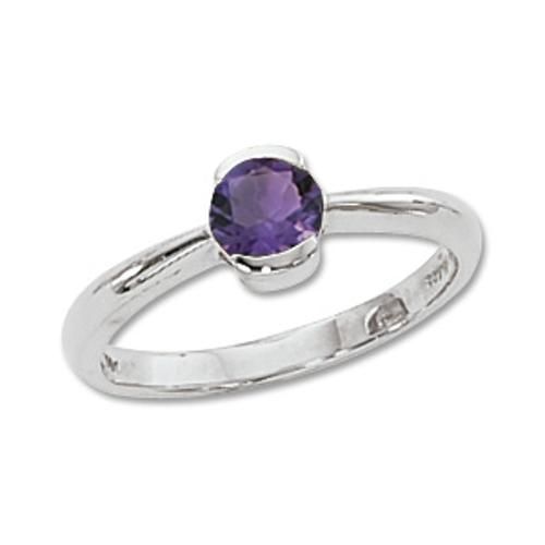 5mm Faceted Round Amethyst Ring - 70337am-ss - Sterling Silver