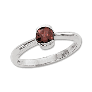 5mm Faceted Round Garnet Ring - 70337ga-ss - Sterling Silver