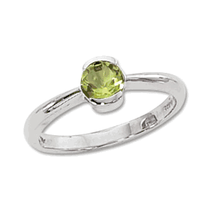 5mm Faceted Round Peridot Ring - 70337pe-ss - Sterling Silver