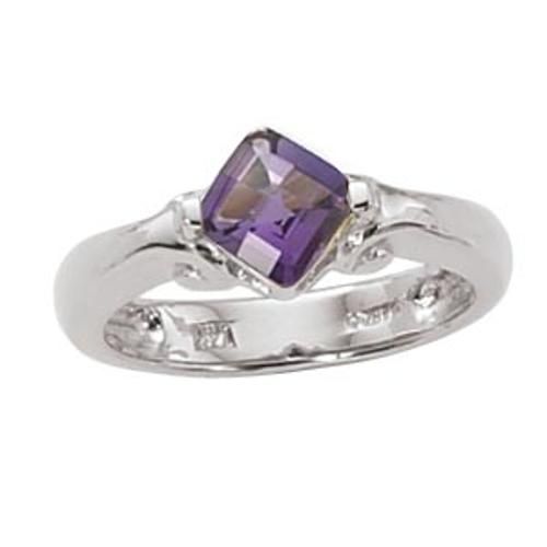 6mm Checkerboard Cushion Amethyst Ring - 70875am-ss - Sterling Silver
