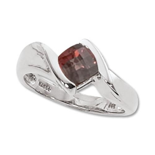6mm Cushion Ckbd Garnet Ring - 70308ga-ss - Sterling Silver