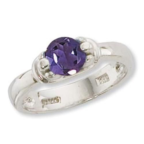 6mm Round Amethyst Ring - 70916am-ss - Sterling Silver