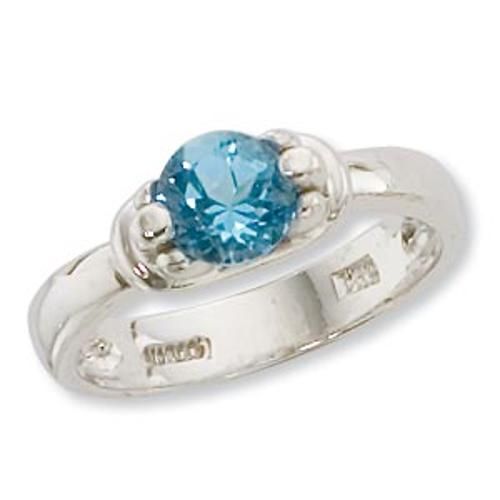 6mm Round Blue Topaz Ring - 70916bt-ss - Sterling Silver