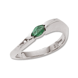 6x3 Marquis Emerald Ring - 70388em-ss - Sterling Silver