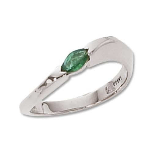 6x3 Marquis Emerald Ring - 70388em-ss - Sterling Silver
