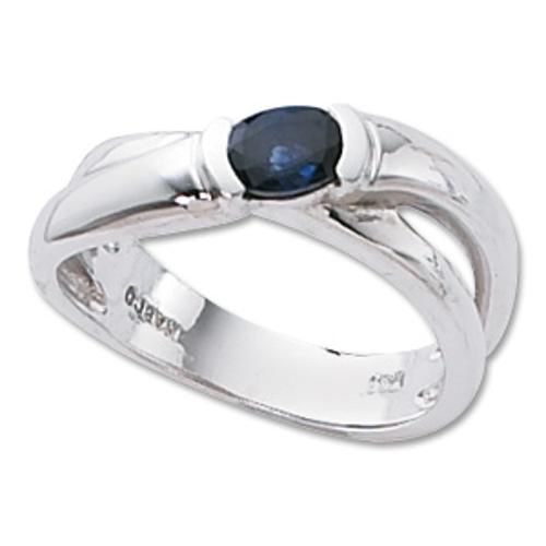 6x4 Oval Blue Sapphire Ring - 70379sa-ss - Sterling Silver
