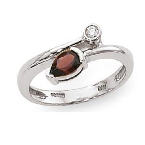 6x4 Ps & 1-.05 Diamond Garnet Ring - 70826ga-ss - Sterling Silver