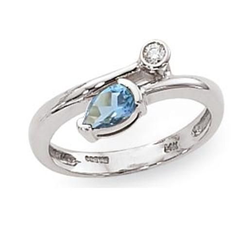 6x4 Ps & 1-.05 Diamond Swirl Blue Topaz Ring - 70826bt-ss