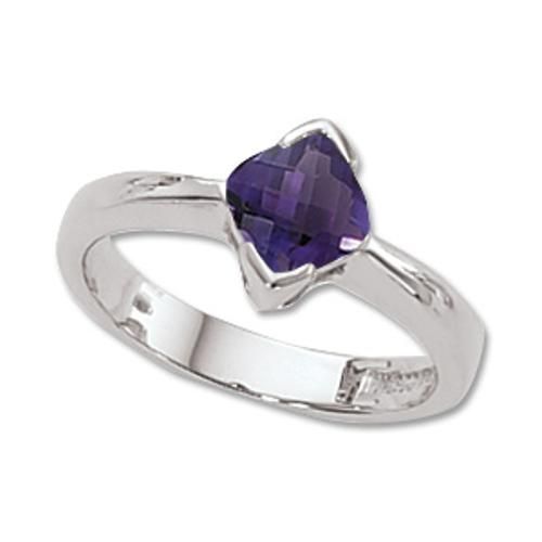 6x6 Cushion Checkerboard Amethyst Ring - 70334am-ss - Sterling Silver