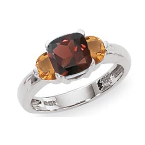 7mm Cushion & 2-5x3 Half Moons Ga & Citrine Ring - 70778gaci-ss