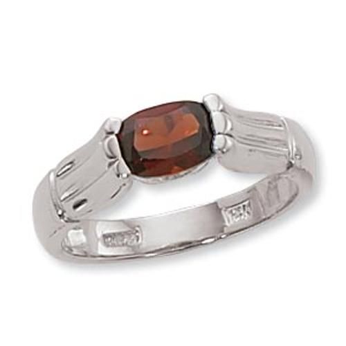7x5 Cushion Garnet Ring - 70914ga-ss - Sterling Silver