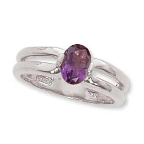 7x5 Oval Amethyst Ring - 70917am-ss - Sterling Silver