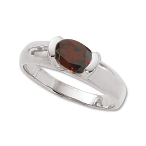 7x5 Oval Garnet Ring - 70246ga-ss - Sterling Silver