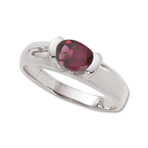 7x5 Oval Rhodolite Ring - 70246rh-ss - Sterling Silver