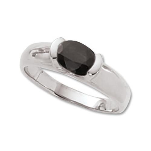 7x5 Oval Sapphire Blue Ring - 70246sa-ss - Sterling Silver