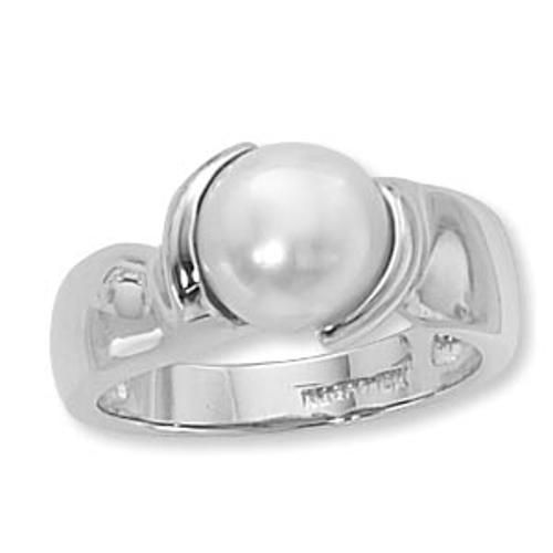 8.5x9 Fw Button Pearl Ring - 70863fp-ss - Sterling Silver