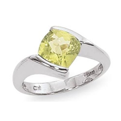 8mm Cushion Checkerboard Oro Verde Ring - 70658ov-ss - Sterling Silver