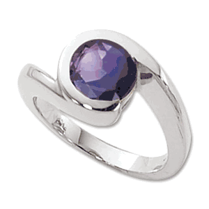 8mm Round Amethyst Ring - 70420am-ss - Sterling Silver