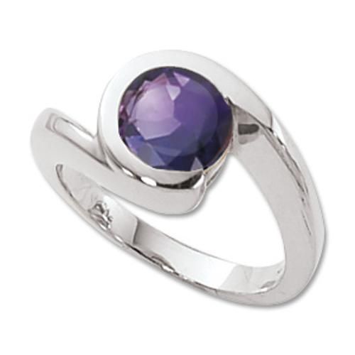 8mm Round Amethyst Ring - 70420am-ss - Sterling Silver