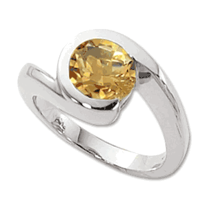 8mm Round Citrine Ring - 70420ci-ss - Sterling Silver