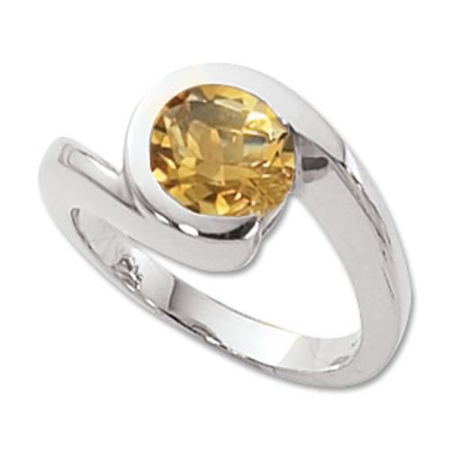 8mm Round Citrine Ring - 70420ci-ss - Sterling Silver