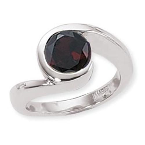 8mm Round Garnet Ring - 70420ga-ss - Sterling Silver