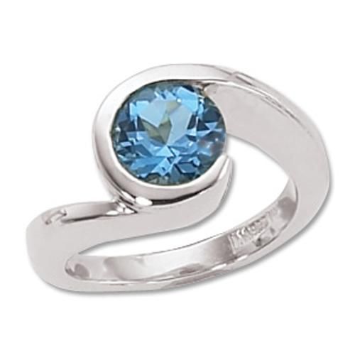 8mm Round Swirl Blue Topaz Ring - 70420bt-ss - Sterling Silver