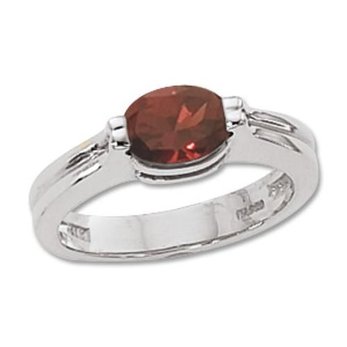 8x6 Faceted Oval Garnet Ring - 70639ga-ss - Sterling Silver