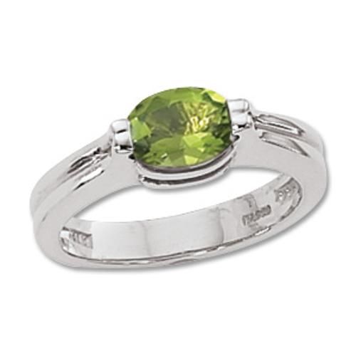 8x6 Faceted Oval Peridot Ring - 70639pe-ss - Sterling Silver