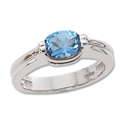 8x6 Faceted Oval Swirl Blue Topaz Ring - 70639bt-ss - Sterling Silver