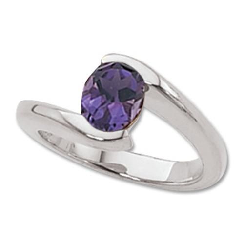 8x6 Oval Amethyst Ring - 70535am-ss - Sterling Silver