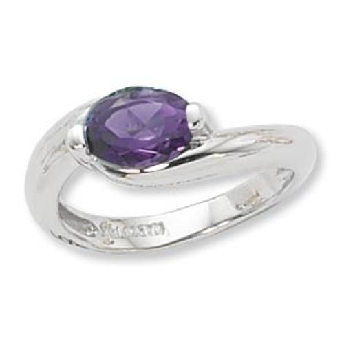 8x6 Oval Amethyst Ring - 70833am-ss - Sterling Silver