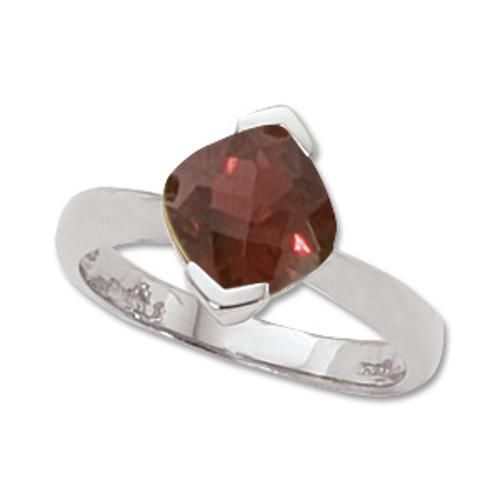 8x8 Cushion Checkerboard Garnet Ring - 70319ga-ss - Sterling Silver