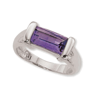 9.7x5.2 Baguette Checkerboard Amethyst Ring - 70098am-ss