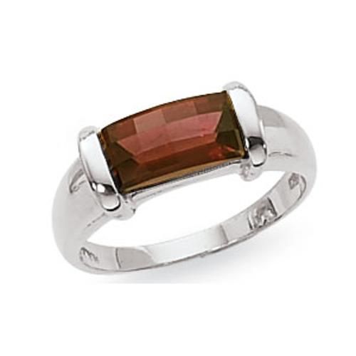 9.7x5.2 Baguette Checkerboard Garnet Ring - 70098ga-ss