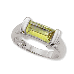 9.7x5.2 Baguette Checkerboard Peridot Ring - 70098pe-ss