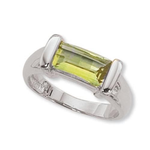 9.7x5.2 Baguette Checkerboard Peridot Ring - 70098pe-ss