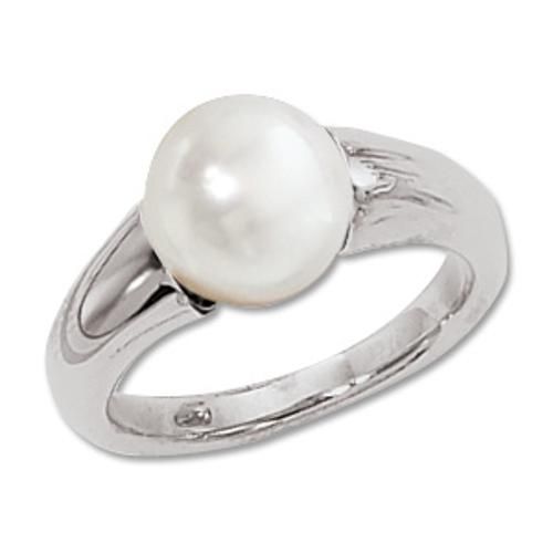 9mm 3/4 Fw-pearl Ring - 70285cp-ss - Sterling Silver