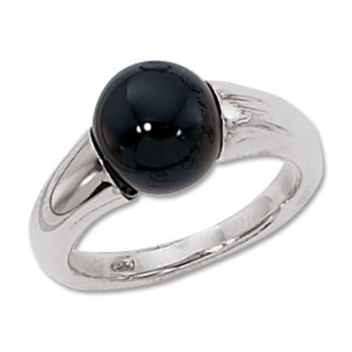 9mm Black Onyx Ring - 70285ox-ss - Sterling Silver