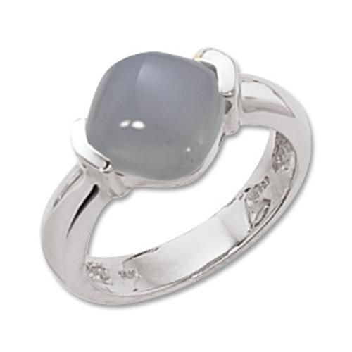9mm Cushion Blue Chalcedony Ring - 70533bc-ss - Sterling Silver