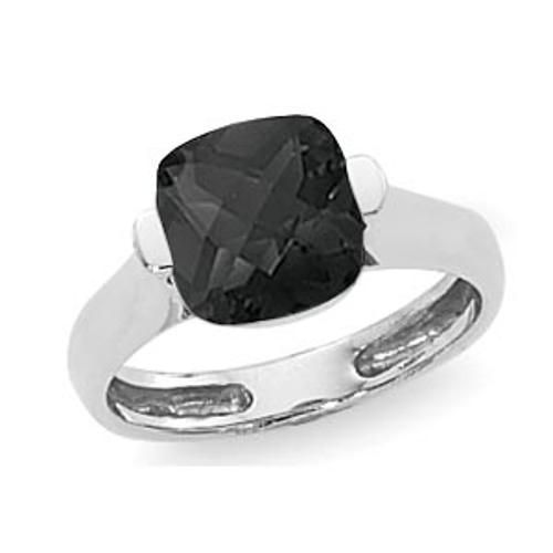 9mm Faceted Cushion Onyx Ring - 70728ox-ss - Sterling Silver